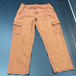 American eagle orange cargo pants size 14